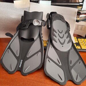NEW ! Capas Men Snorkel Fins Adjustable Swimming Flippers Black/Gray SzML/XL9-13